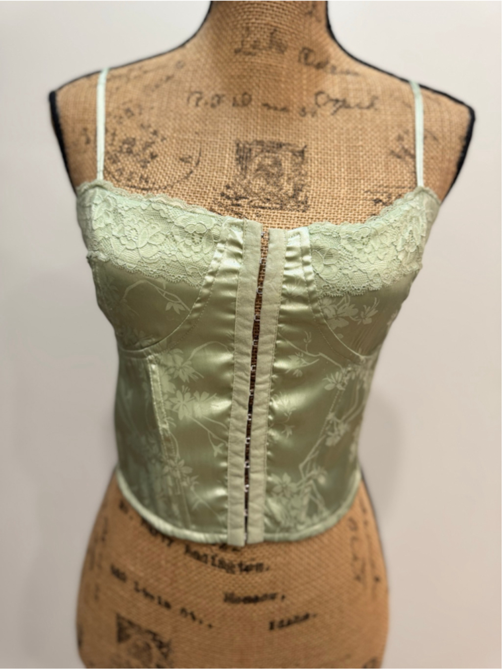 L.A. HEARTS Satin Jacquard Bustier Corset Top M Lace Up Recency Fairy Y2K